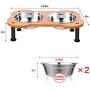 Elevated Dog Bowls,Unique Bone Shape Bamboo Raised Pet Bowls&Cats Dogs Food and Water Stand Pet Feeder with 2 304 Stainless Steel Bowls,Perfect for Pets Puppy Small Dogs Cats(Patent Pending)
