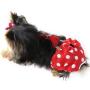 FunnyDogClothes Dog Diaper with Suspenders RED Polka DOT Reusable Washable for Small Dog Breeds Female (Large: Waist 16'' - 20'')
