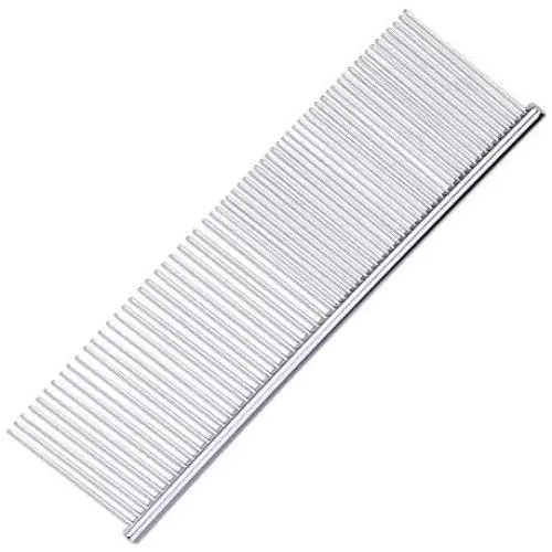 BRIGHT PAWS 2-in-1 Pet Stainless Steel Grooming Comb,Dog Cat Comb Tool,7 1/2'' Pet Combs Set,Rounded Teeth Pet Comb for Large, Medium and Small Dogs,Cats with Tangled Short/Long Hair BRIGHT PAWS 2-in-1 Pet Stainless Steel Grooming Comb,Dog Cat Comb Tool,7 1/2'' Pet Combs Set,Rounded Teeth Pet Comb for Large, Medium and Small Dogs,Cats with Tangled Short/Long Hair