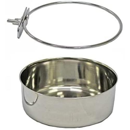 Pet Dog Coop Cups Stainless Steel Feeding Bowl with Clamp - Detachable Dog Cat Cage Kennel Hanging Bowl Metal Food Water Feeder