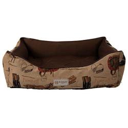 Huntley Pet English Equestrian Tapestry Design Rectangle Bolster Washable Soft Ped Bed