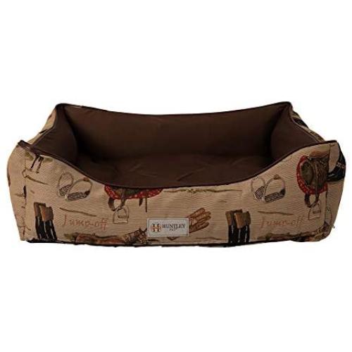 Huntley Pet English Equestrian Tapestry Design Rectangle Bolster Washable Soft Ped Bed