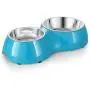 Flexzion Pet Feeder Feeding Drinking Stand Tray Station with Stable Plastic Dual Double Diner Stainless Steel Bowls Removable Dishes Food Water Holder for Dog Cat Puppies (Blue) Flexzion Pet Feeder Feeding Drinking Stand Tray Station with Stable Plastic Dual Double Diner Stainless Steel Bowls Removable Dishes Food Water Holder for Dog Cat Puppies (Blue)