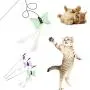 ocijf179 Cat Teaser Pet Cat Kitten Teaser Butterfly Play Stick Rod Wand Scratch Interactive Toy - Green