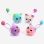 ocijf179 Pet Toy Kitten Colorful Plush Mouse Head with Bell Rope Cat Toy Interactive Pet Supply - Blue