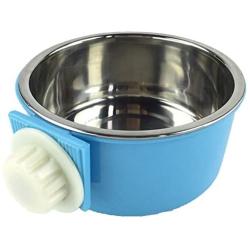 Creation Core Removable Pet Cage Stainless Steel Hanging Bowl Cat Dog Water Bowl Birds Food Bowl with Bolt Holder