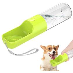 Pawaboo Pet Outdoor Water Bottle, Leakproof Food Grade ABS Dog Water Feeding Bottle with Bowl Dispenser Drinking Feeder, Portable Puppy Drinking Bottle for Outdoor Walking Travel, 15.2oz/450ml