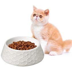 None branded Ceramic Cat Bowls Dog Bowl Cat Food Water Bowls with Retro Emboss Pattern, Heavyweight Cat Dish Dog Feeding Bowls