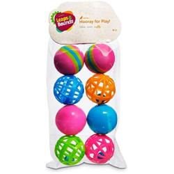 Leaps & Bounds Variety Pack of Balls Cat Toys, Pack of 8 Balls, Mini, Assorted