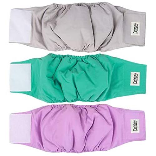 Dolzzeiy 3 Pack Male Dog Diaper Adjustable Dog Pack Machine Washable Dog Diaper Dog Soft Belly Band Dog/Puppy/Doggie Diaper with High Absorbing Material (Large)
