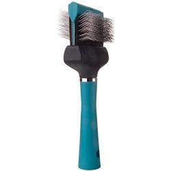 Master Grooming Tools Double-Sided Hard Flexible Slicker Brushes — Versatile Brushes for Grooming Dogs - Green, 8''L x 4''W