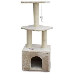 Majestic Pet Products 40 inch Beige Casita Cat Furniture Condo House Scratcher Multi Level Pet Activity Tree
