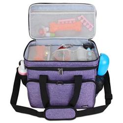 Teamoy Double Layer Dog Travel Bag with 2 Silicone Collapsible Bowls, 2 Food Carriers, 1 Water-Resistant Placemat, Pet Supplies Weekend Tote Organizer