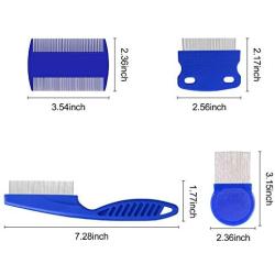 BEATURE 4 Pieces Pet Supplies Combs, Dog Accessories, Grooming Combs for Cats Dogs, Tear Stain Remover Comb Set, Fine Tooth Stainless Steel Hair Combs Remove Float Hair and Dandruff (Blue)