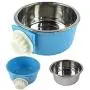 Creation Core Removable Pet Cage Stainless Steel Hanging Bowl Cat Dog Water Bowl Birds Food Bowl with Bolt Holder