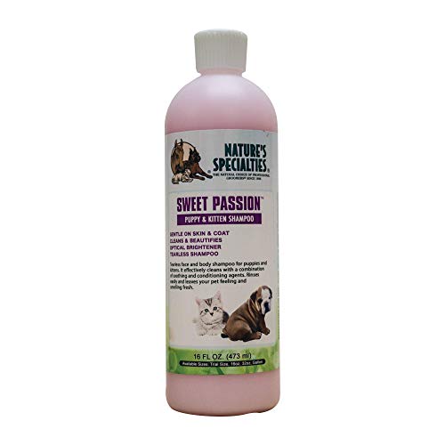 Natures Specialties Puppy Friendly Dog Shampoo for Pets, Concentrate 8:1, Made in USA, Sweet Passion, 16oz