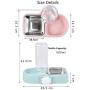 Cage Dual Bowl, Crate Hanging Bowl, Bowl with Water Bottle Removable Stainless Steel Water Food Feeder Bowls Cage Coop Dish Holder with Bolt for Bird Rabbit Dog Cat, Food Water Bowl 2 in 1 Design Blue