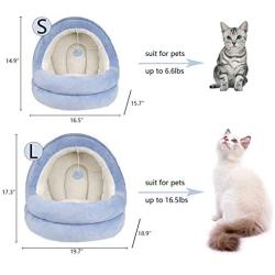 GAPZER Warming Cat Bed Machine Washable Kitty Cave with Cat Ball Cozy Puppy Nest with Anti-Slip & Waterproof Bottom for Indoor Cats & Small Dogs