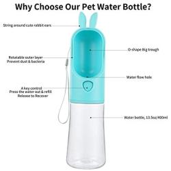 kimpets Portable Water Bottle for Dogs, Cute Dog Water Bottles for Walking, One-Hand Operation Dog Travel Water Bottle, 13.5 oz Portable Dog Bowl Water Bottle, Leakproof Pet Water Bottle, BPA Free