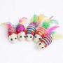 Sarahair Pet Cat Chew Interactive Mouse Cartoon Toy, Cat Kitten Teaser Play Catch Colorful Sisal Mice Toy Pet Cat Kitten Scratch Feather Dolls Toy Pet Cat Kitten Training Toy Gift Supplies 2pc Random