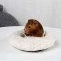 HongGun Hamster nest, Hamster Bed Mat Circular Shaped Warm Soft Comfortable Washable PP+Velvet for Mice, Guinea Pigs and Other Small Animals (L, Creamy-White)