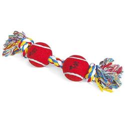 Zanies 13'' Rope Bone and Tennis Ball Dog Toys, with 2 Tennis Balls