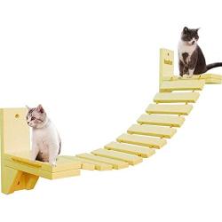 La La Pet Wall-Mounted Cat Ladder Bridge with 2 Fixed Brackets Wood Cat Perch Mod Cat Lounge Hammock Cat Condo Kitty Activity Furniture Cat Climber Tree Tower Cat Cloud Shelf Board
