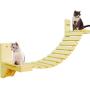 La La Pet Wall-Mounted Cat Ladder Bridge with 2 Fixed Brackets Wood Cat Perch Mod Cat Lounge Hammock Cat Condo Kitty Activity Furniture Cat Climber Tree Tower Cat Cloud Shelf Board