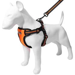 Hikiko No Pull Dog Harness, Walking Pet Harness with Dog Leash + Dog Collar Adjustable Outdoor Reflective Oxford Material Pet Vest for Dogs Easy Control for Medium to Large Breed Dogs