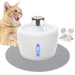 KOOLTAIL Cat Drinking Water Fountain - 100% Full Filtration with Activated Carbon Filter - 2.5L Ultra Quiet Pet Fountain, Cat Drinking Fountain Waterfall with Adjustable Water Flow and Led Light