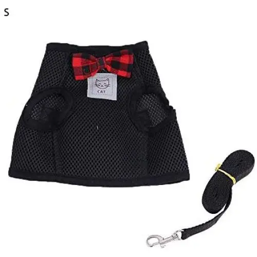 Woais Adjustable Pet Supplies Harness Harness Vest Lead Leash Collar Small Dog Mesh Bowtie Cat Clothes Puppy Stuff Kitten Stuff(S Black) Woais Adjustable Pet Supplies Harness Harness Vest Lead Leash Collar Small Dog Mesh Bowtie Cat Clothes Puppy Stuff Kitten Stuff(S Black)