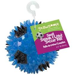 Gnawsome 2.5” Squeak & Light Soccer Ball Dog Toy - Small, Promotes Dental and Gum Health for Your Pet, Colors will vary, 2.5''