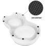 Flexzion Pet Feeder Feeding Drinking Stand Tray Station with Stable Plastic Dual Double Diner Stainless Steel Bowls Removable Dishes Food Water Holder for Dog Cat Puppies (Off-White)