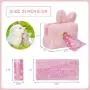 PetsHome Dog Poop Bag Holder Cute Plush Dispenser with Leash/Bag Clip and 1 Roll (15 Dog Poop Bags) Pink