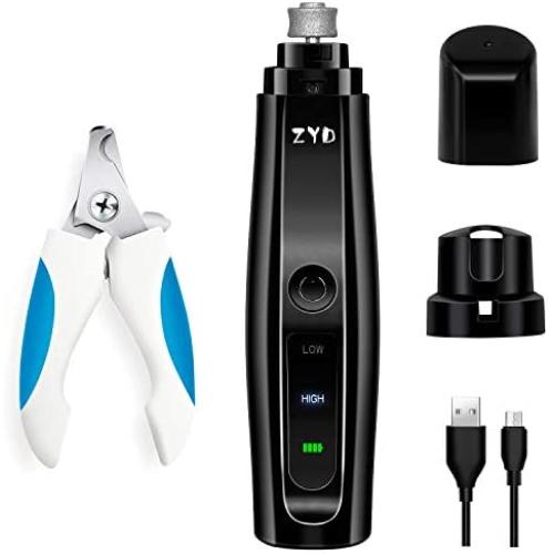 Dog Nail Grinder for Small Dog & Large Dog, Ultra Quiet Electric Painless Dog Nail Trimmer with Clipper