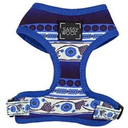 Sassy Woof Adjustable Dog Walking Harness for All Breeds - Modern and Stylish in Dotty, Deep Blue, and Palms – Sizes: X-Small, Small, Medium, and Large