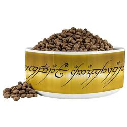 Awesome eMERCHency Lord of The Ring Dog Bowl The One Ring LOTR White Ceramic 7'' x 3'' Dog Bowl