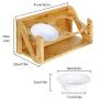 amorus Raised Pet Bowls for Cats and Dogs, Adjustable Bamboo Elevated Small Medium Dog Cat Food and Water Bowls Stand Feeder (with 2 Melamine Bowls & Stable Z-Shape Stand)