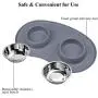 Vivaglory Dog Bowls Set with Double Stainless Steel Feeder Bowls and Wider Non Skid Spill Proof Silicone Mat for Cats Puppies Dogs Vivaglory Dog Bowls Set with Double Stainless Steel Feeder Bowls and Wider Non Skid Spill Proof Silicone Mat for Cats Puppies Dogs