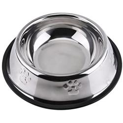 DaMohony Stainless Steel Dog Bowl with Rubber Base, Paw Print Designed, Pets Feeding Bowl and Water Bowl for Small/Medium/Large Dogs