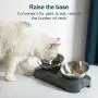 EZMioo Elevated Cat Bowls with 2 Stainless Steel Bowls, 15° Tilted Raised Cat Food and Water Bowls, Stress Free Food Grade Material, Nonslip No Spill Pet Feeding Bowls for Cat and Small Dogs