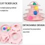 ikjuh Cat Turntable Toys Interactive Round Pet Toys 4 Layers Plastic Ball Rocking Roller for Cats Kitten IQ Training Puzzle Track Tower with Balls (Pink)