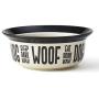 PetRageous 17000 Eat Drink Repeat Two-Tone Stoneware Dishwasher Safe Dog Bowl 2-Cup 6-Inch Diameter 2.5-Inch Tall for Small and Medium Dogs and Cats 16-Ounce Capacity, Off-White