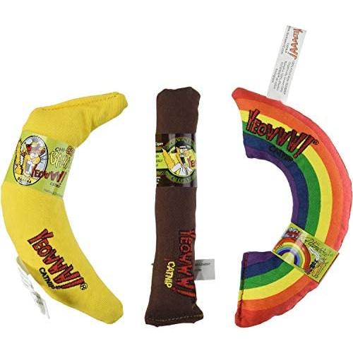 YEOWWW! Catnip Toy Variety Pack Cigar & Banana & Rainbow Made in USA