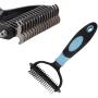 516 2-Sided Pet Rake Brush&Pet Hair Removal Tool &Pet Comb&Pet Dematting Tools&Pet Combs for Lager Dogs&Dog Brush for Grooming 16 Double-Sided Hooks of 6.8 inches dust Removal Tool (Blue)