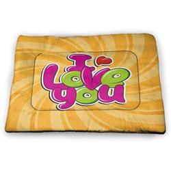 I Love You Dog Mat Moon Surface Romance Big Love Galactic Partners Friends Valentines Print pet Bed for Crate Yellow Black Red