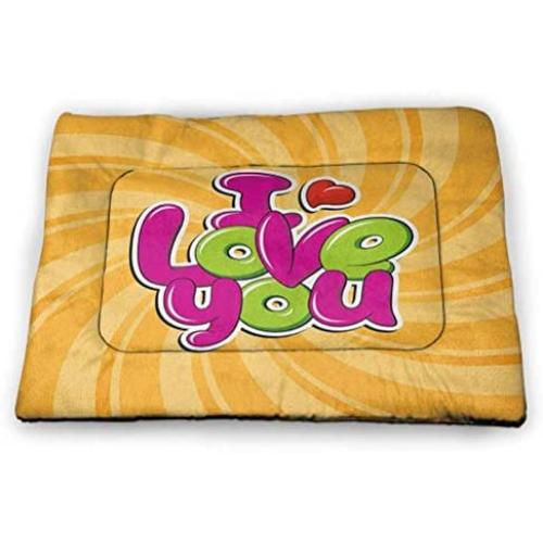 I Love You Dog Mat Moon Surface Romance Big Love Galactic Partners Friends Valentines Print pet Bed for Crate Yellow Black Red