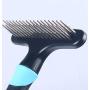 Pet Beauty Hair Brush Comb Blue Double Row Stainless SteelNail Needle Undercoat Rake for Dogs Cats Short Long Curly Wiry Hair Coats