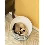 PawsMark Plastic Bowl Shaped Sleeping Bed House Cat Cave Lounge with Ball Toy
