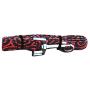 Doggie Design Ruby Red Brocade Satin and Soft Minky Plush Fur Dog Harness with Leash (L)